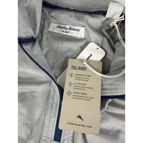Tommy Bahama Island Zone Sport On Deck 1/2 Zip Pullover Grey/Blue Men’s Small - Picture 2 of 7